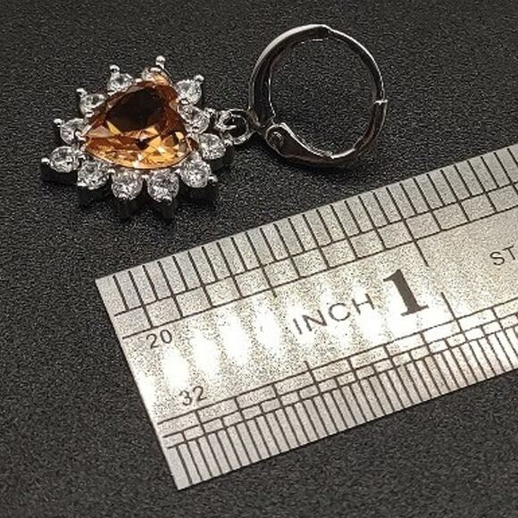 925 Silver Lab Citron Heart Necklace Earrings Set BOHO Women's Summer Gift NEW! - Picture 6 of 8